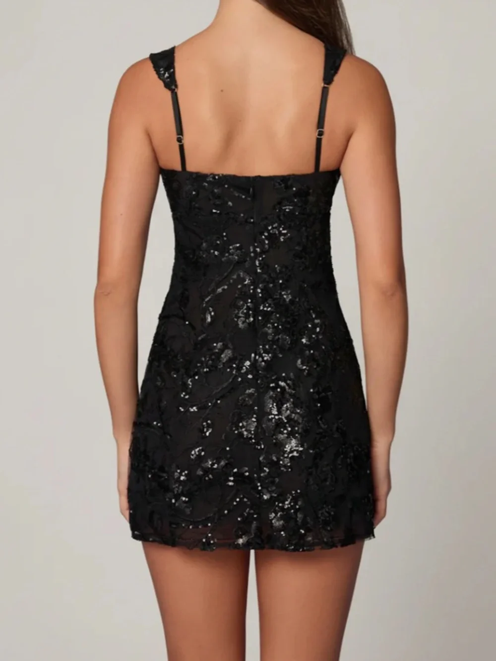 Oh Polly Black Sequin Mini Dress - Picture 2 of 5